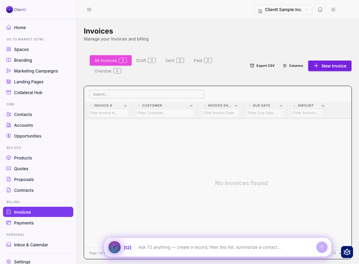 Invoices in Clientt